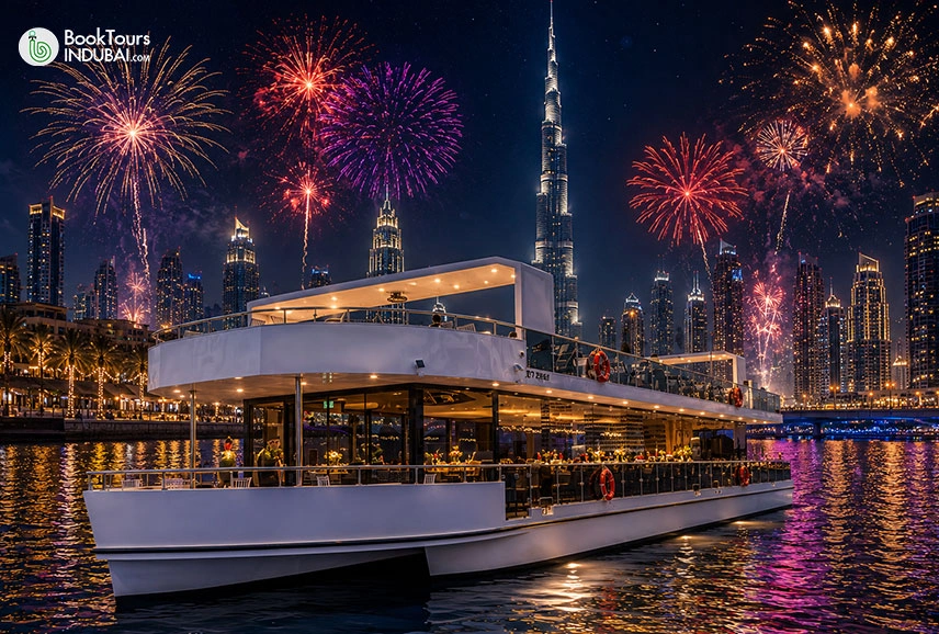 Creek Luxury Yacht with Burj Khalifa Fireworks
